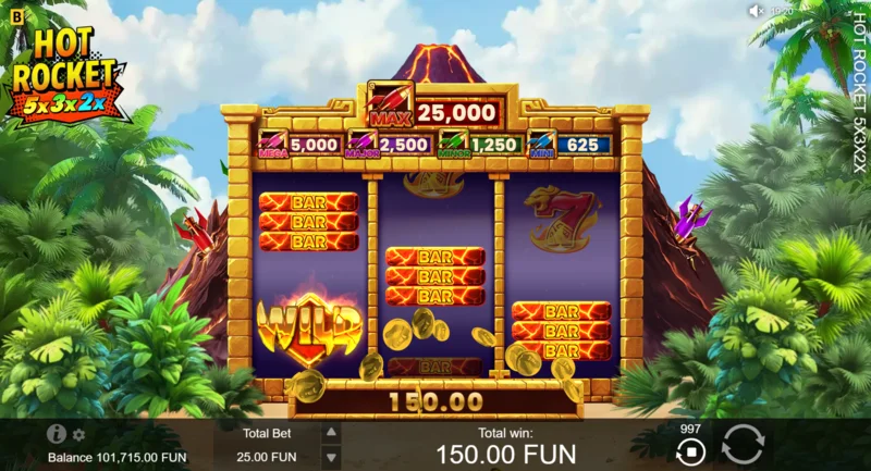 Hot Rocket 5x 3x 2x - dobitak s trostrukim Wildom na prvoj isplatnoj liniji